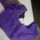 Lavender Purple Pot Neck Silk Maggam Aari Blouse