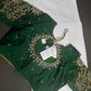 Green Pot Neck Silk Maggam Aari Blouse