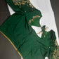 Green Pot Neck Silk Maggam Aari Blouse