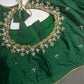 Green Pot Neck Silk Maggam Aari Blouse