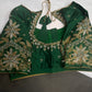 Green Pot Neck Silk Maggam Aari Blouse