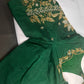 Green Pot Neck Silk Maggam Aari Blouse