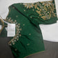 Green Pot Neck Silk Maggam Aari Blouse