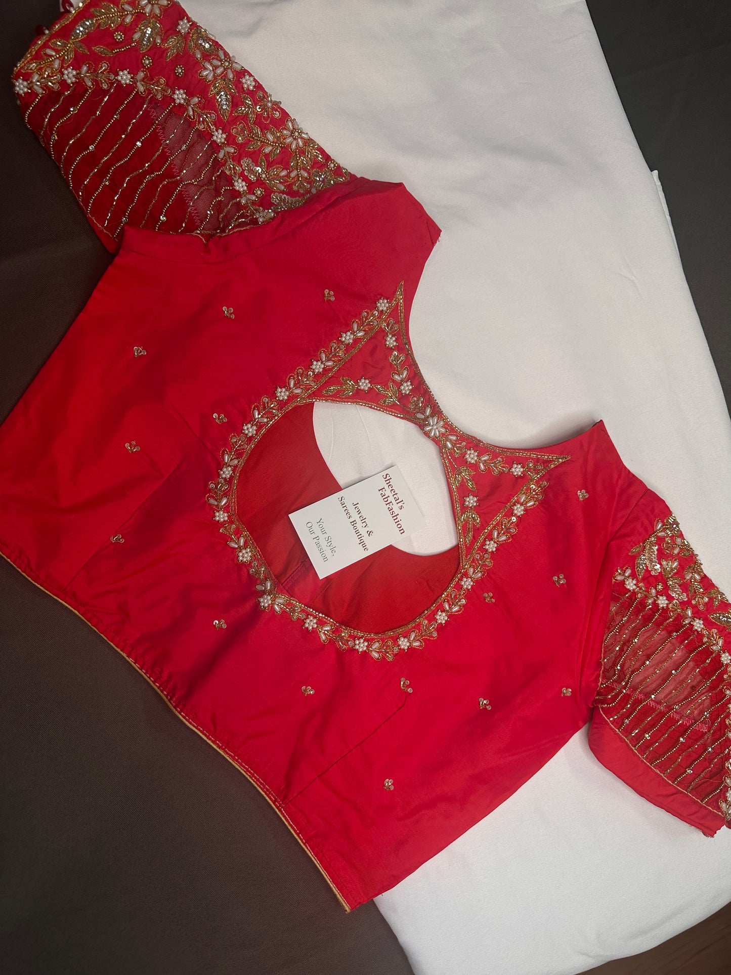 Red Net Silk Maggam Aari Blouse