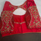 Red Net Silk Maggam Aari Blouse