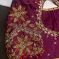 Magenta High NeckSilk Maggam Aari Blouse