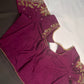 Magenta High NeckSilk Maggam Aari Blouse