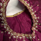 Magenta High NeckSilk Maggam Aari Blouse