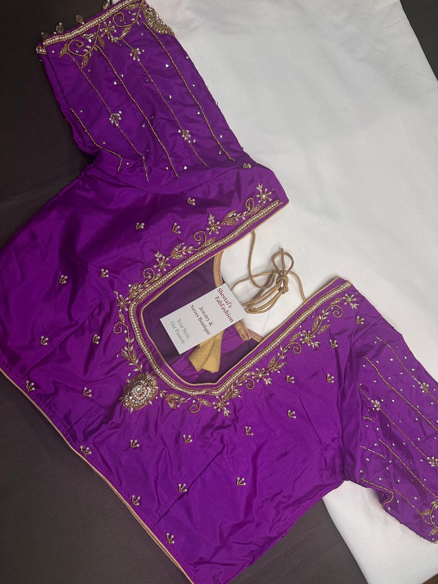 Purple Maggam Aari Blouse