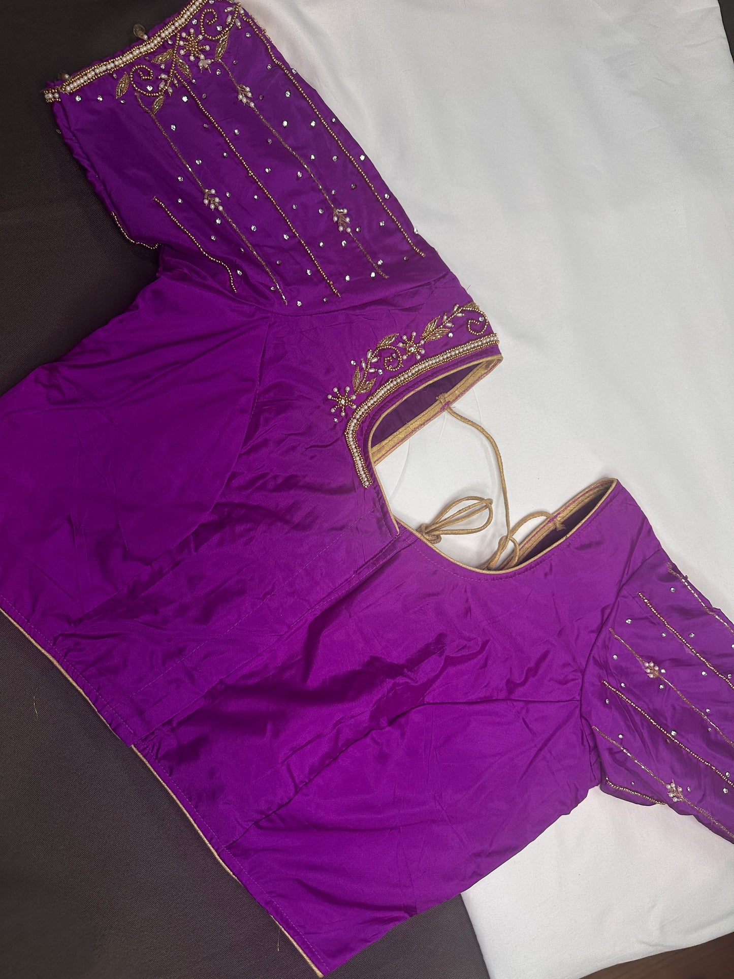 Purple Maggam Aari Blouse
