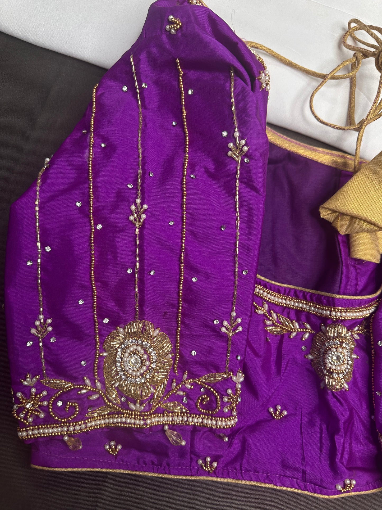 Purple Maggam Aari Blouse