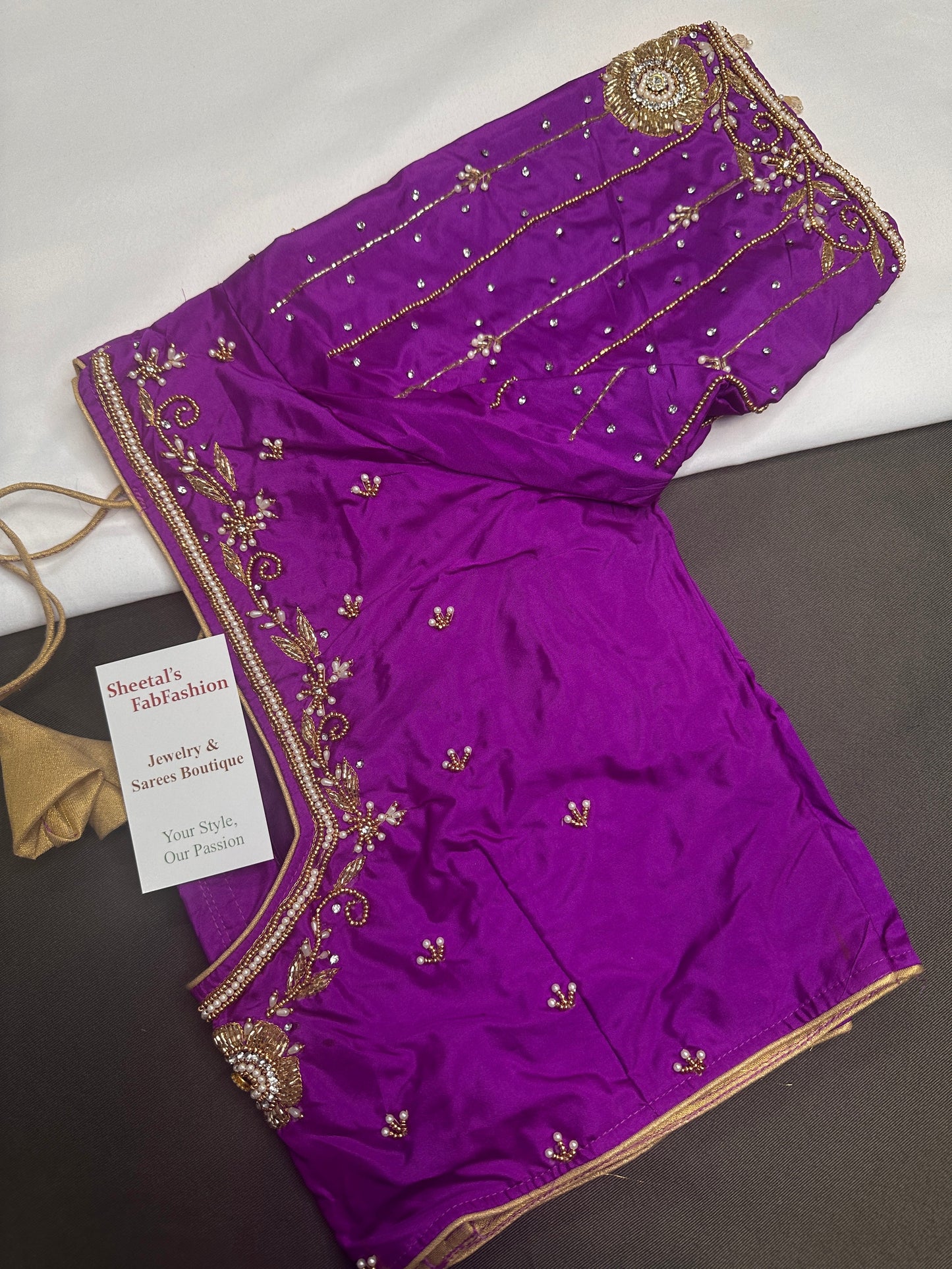 Purple Maggam Aari Blouse