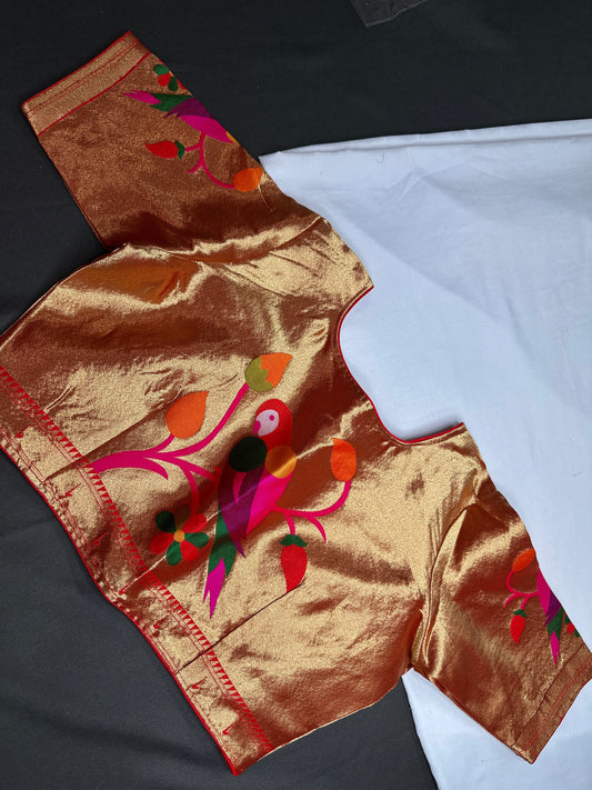 Gold Orange Pure Painthani Blouse - 
