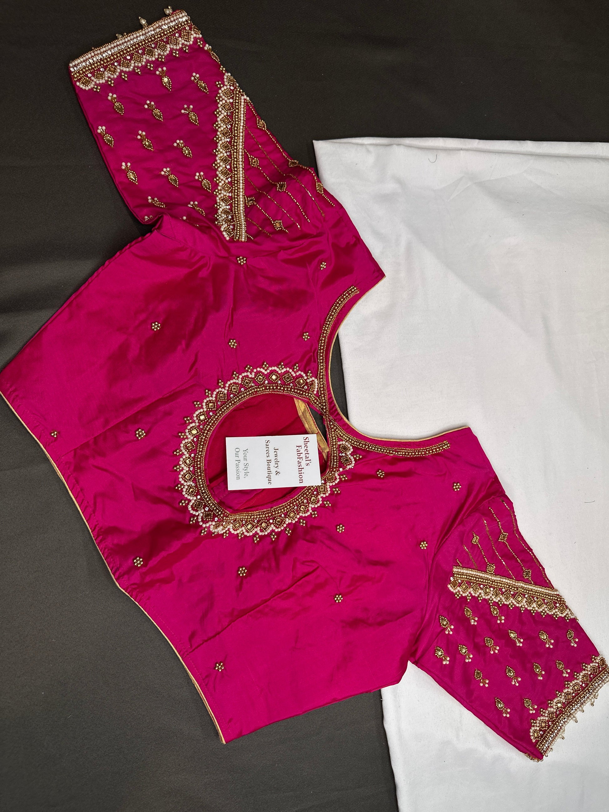Pink Silk Maggam Aari Blouse - 