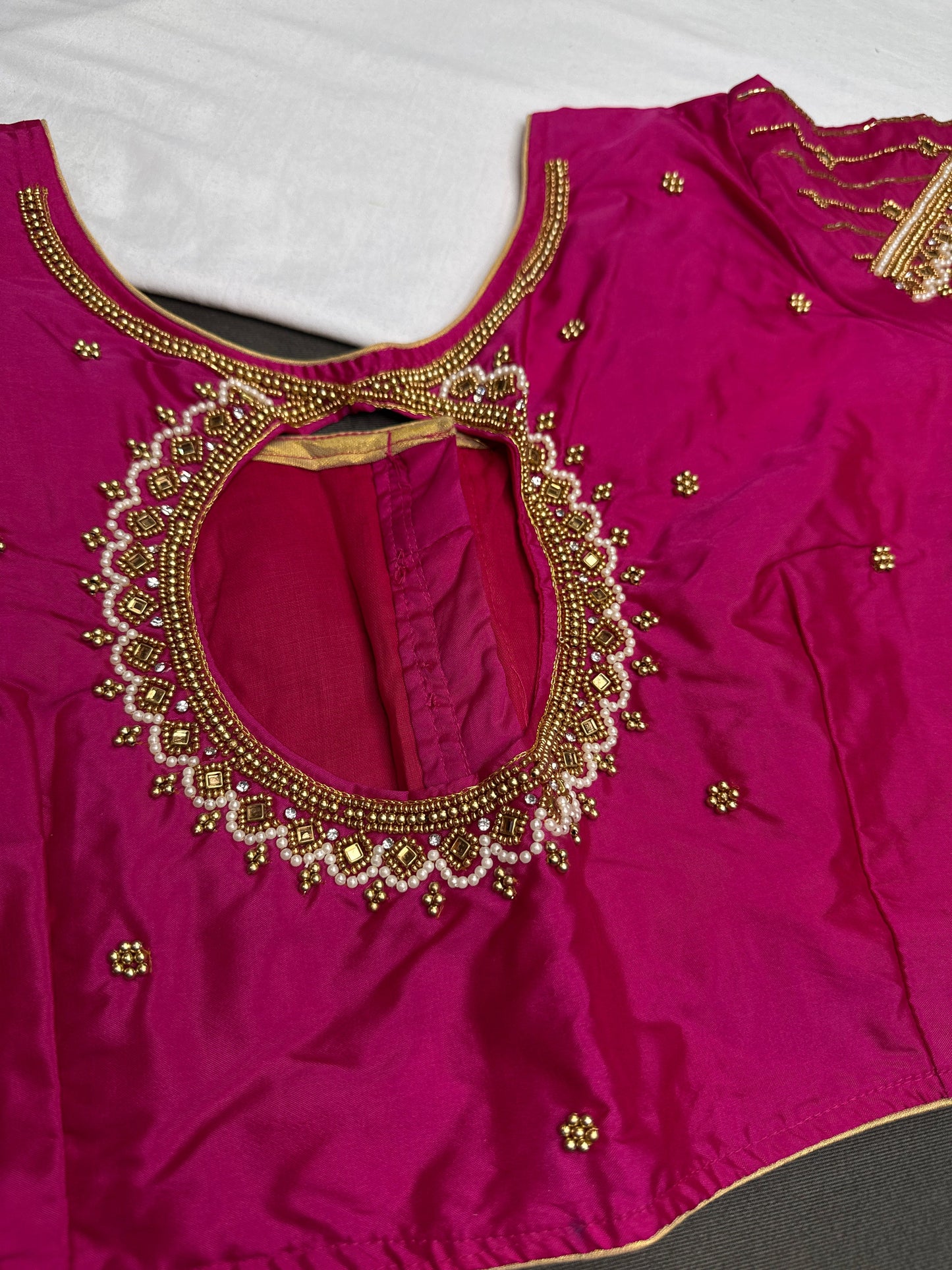 Pink Silk Maggam Aari Blouse - 