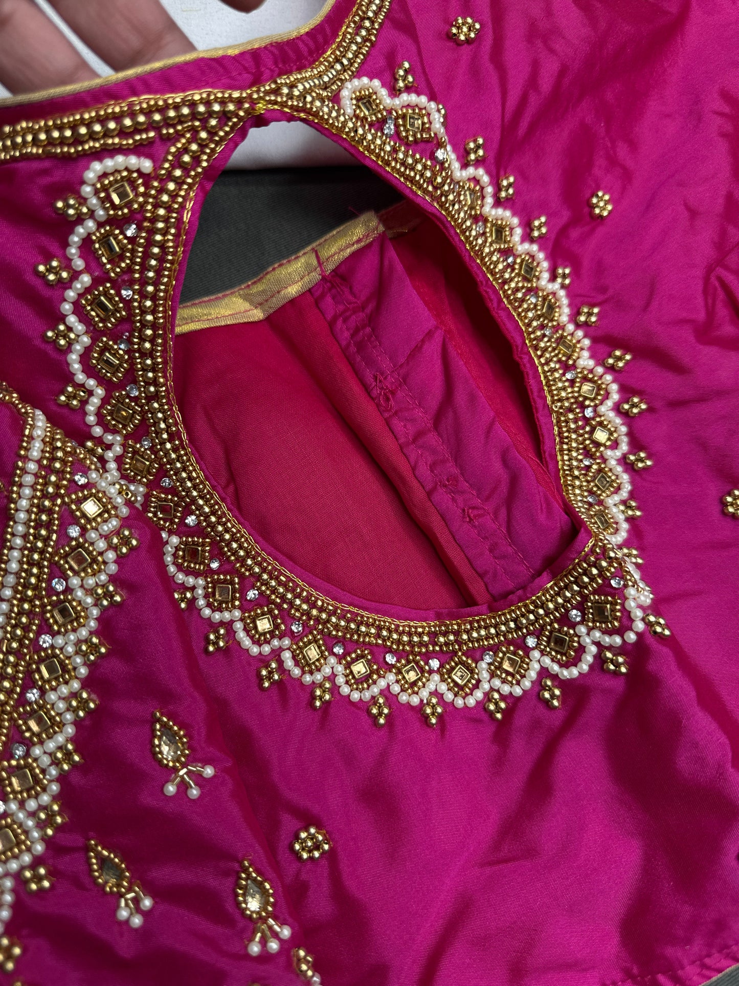Pink Silk Maggam Aari Blouse - 