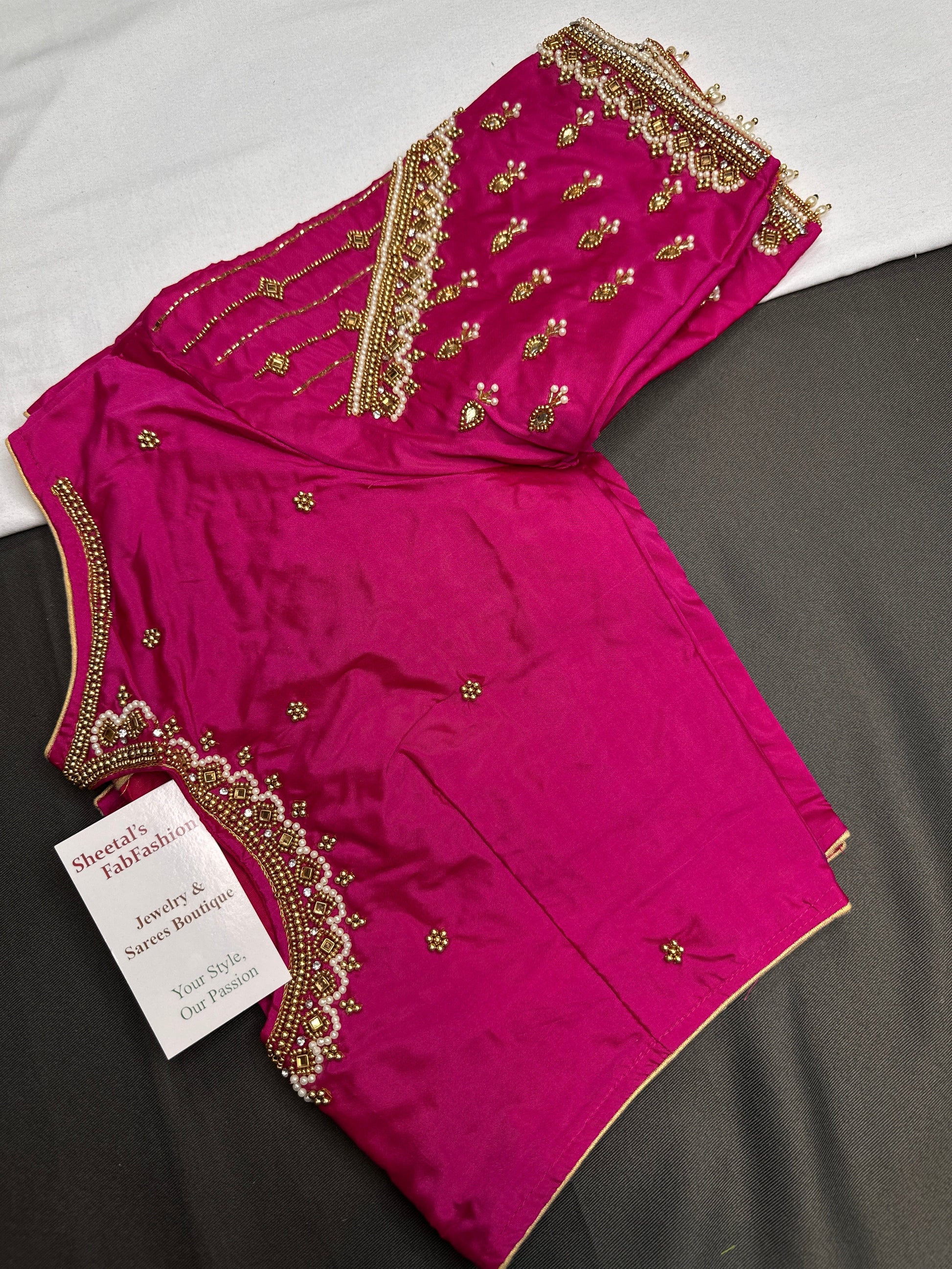 Pink Silk Maggam Aari Blouse - 