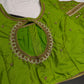 Parrot Green Silk Maggam Aari Blouse - 