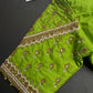Parrot Green Silk Maggam Aari Blouse - 