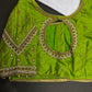 Parrot Green Silk Maggam Aari Blouse - 