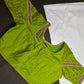 Parrot Green Silk Maggam Aari Blouse - 