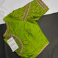 Parrot Green Silk Maggam Aari Blouse - 