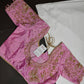 Pink Butterfly Silk Maggam Aari Blouse - 