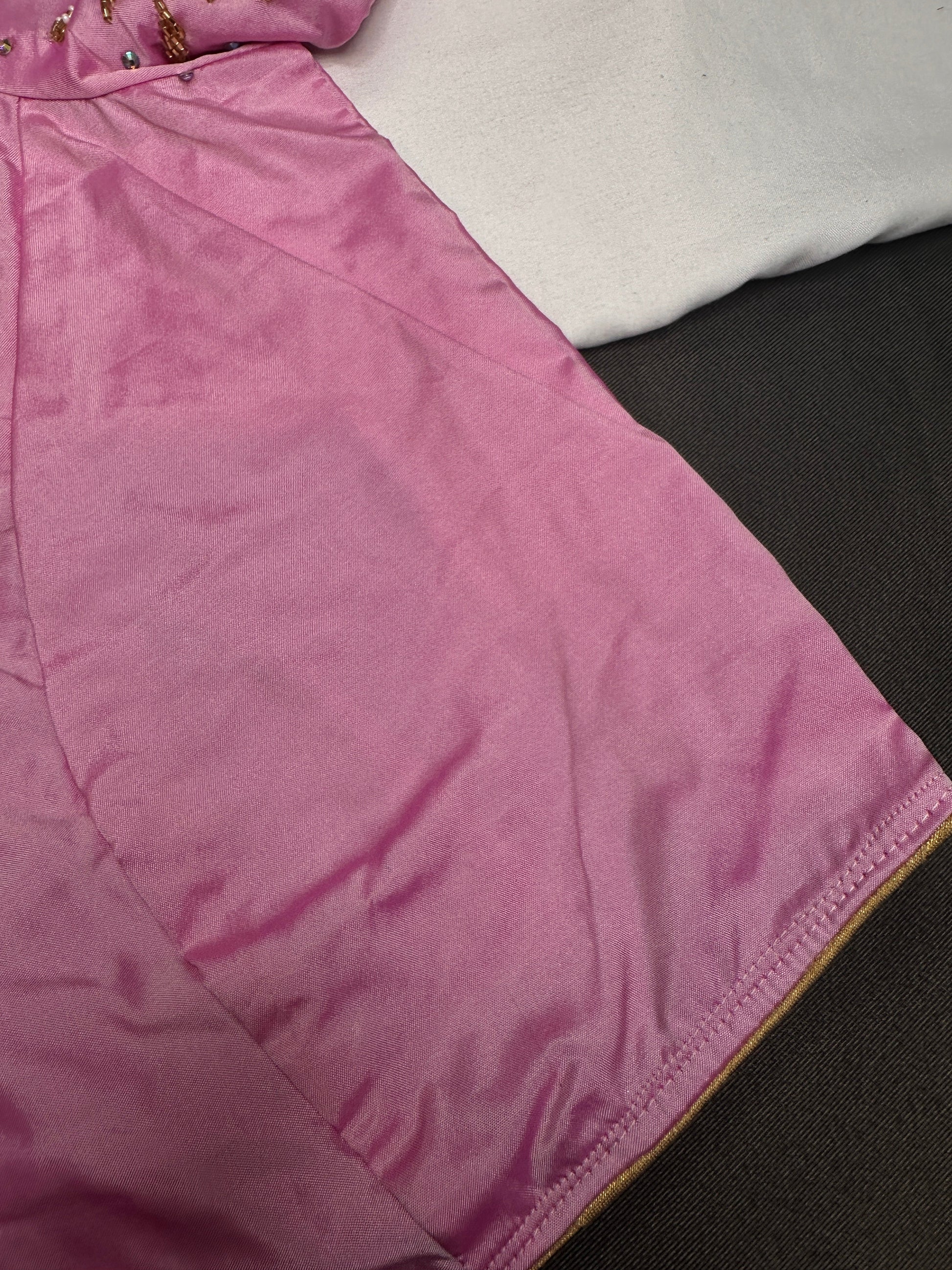 Pink Butterfly Silk Maggam Aari Blouse - 