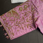 Pink Butterfly Silk Maggam Aari Blouse - 