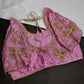 Pink Butterfly Silk Maggam Aari Blouse - 