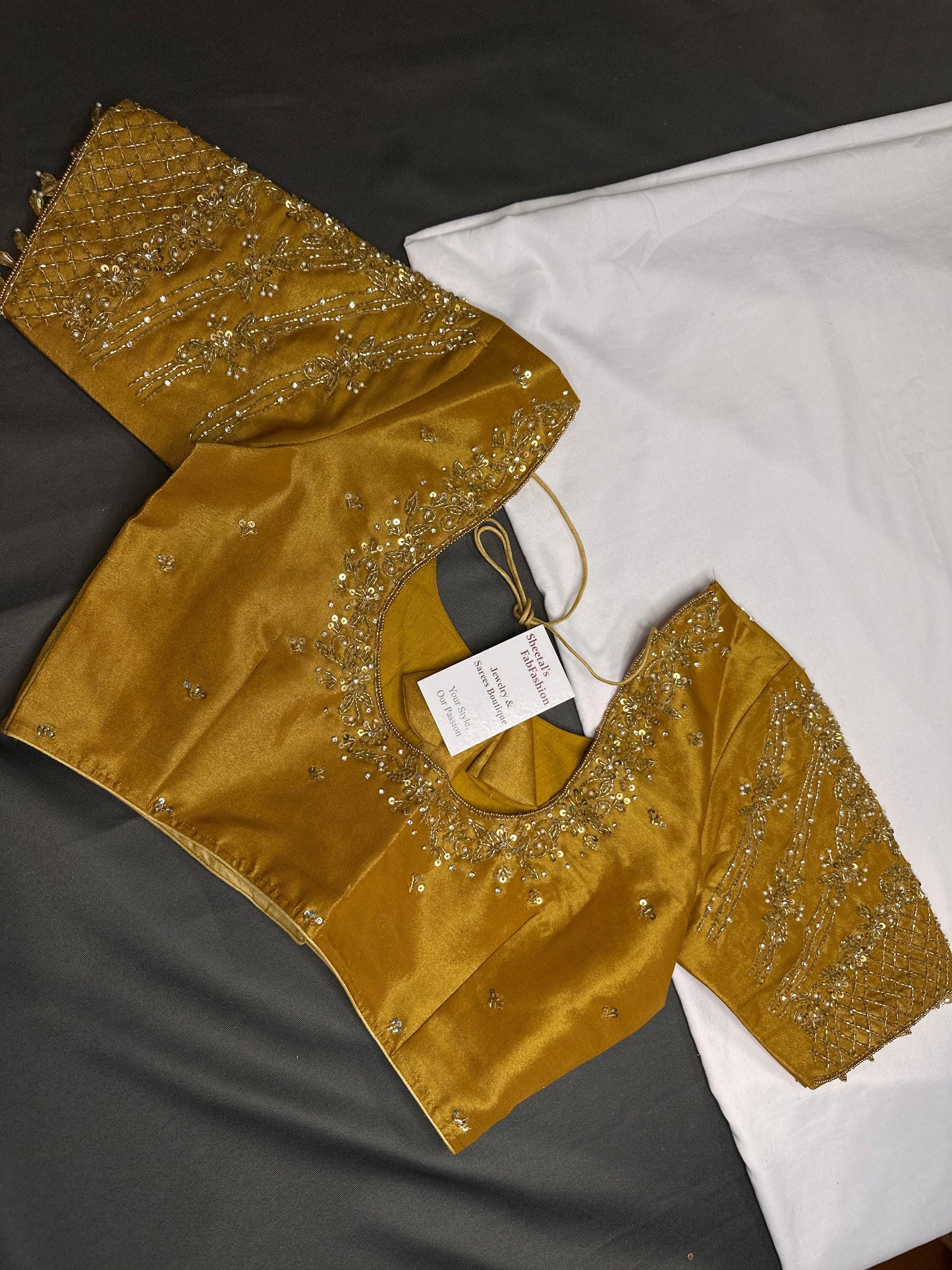 Gold Silk Maggam Aari Blouse - 