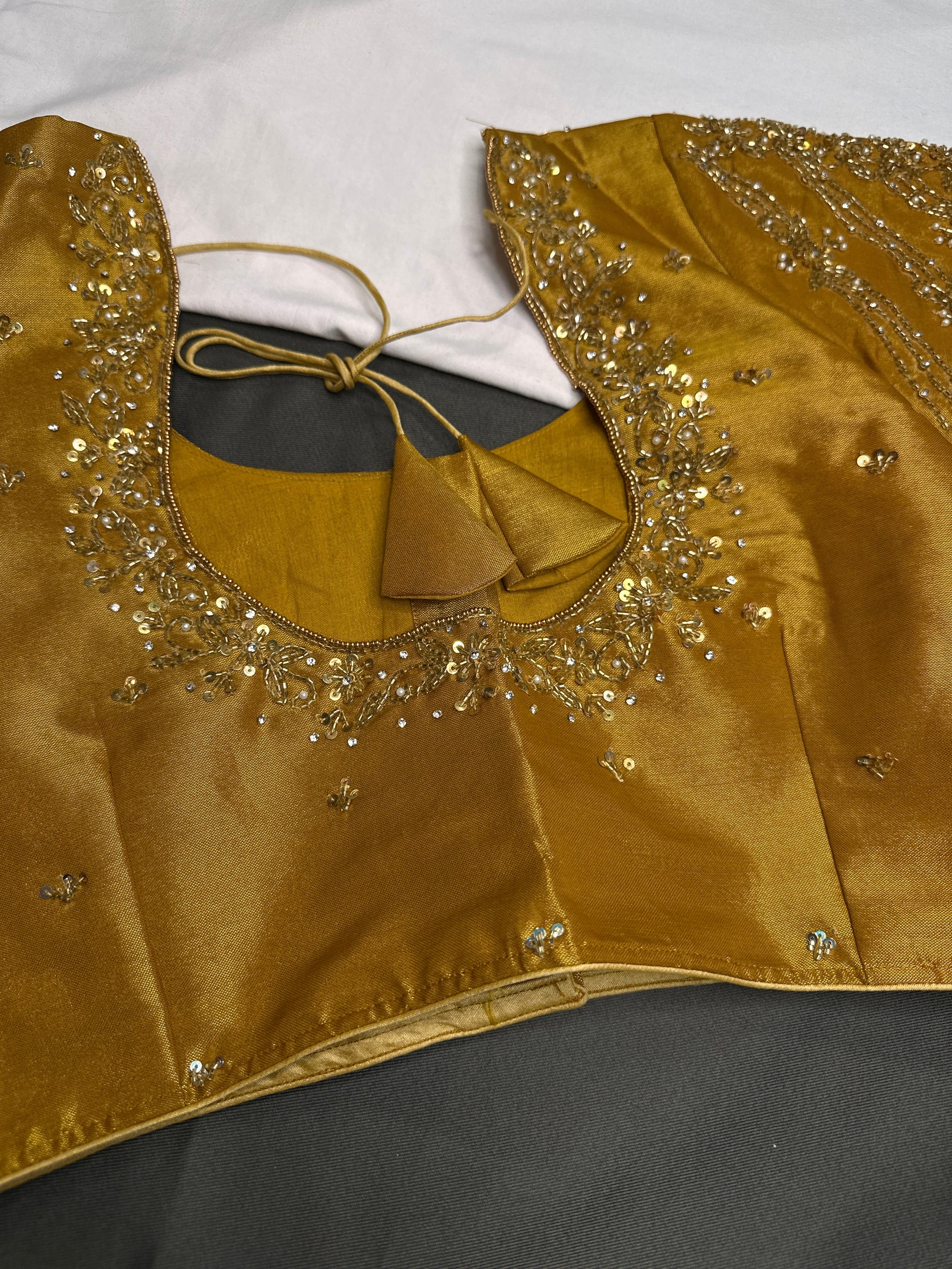 Gold Silk Maggam Aari Blouse - 