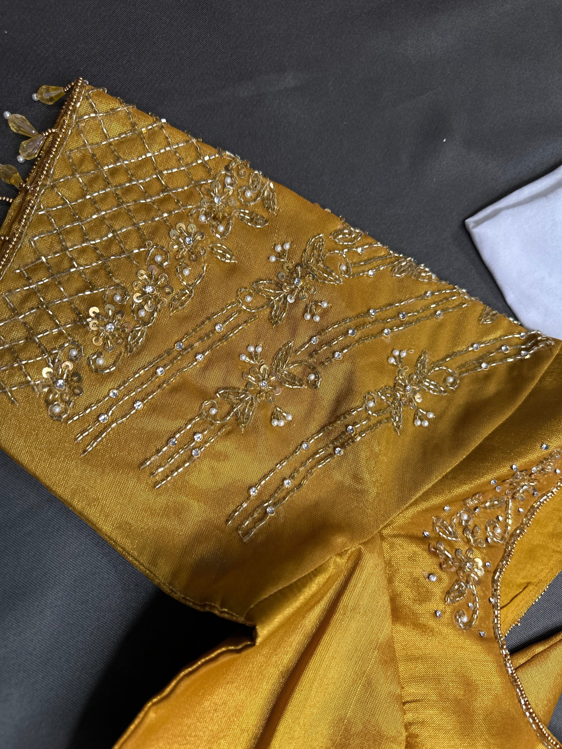 Gold Silk Maggam Aari Blouse - 