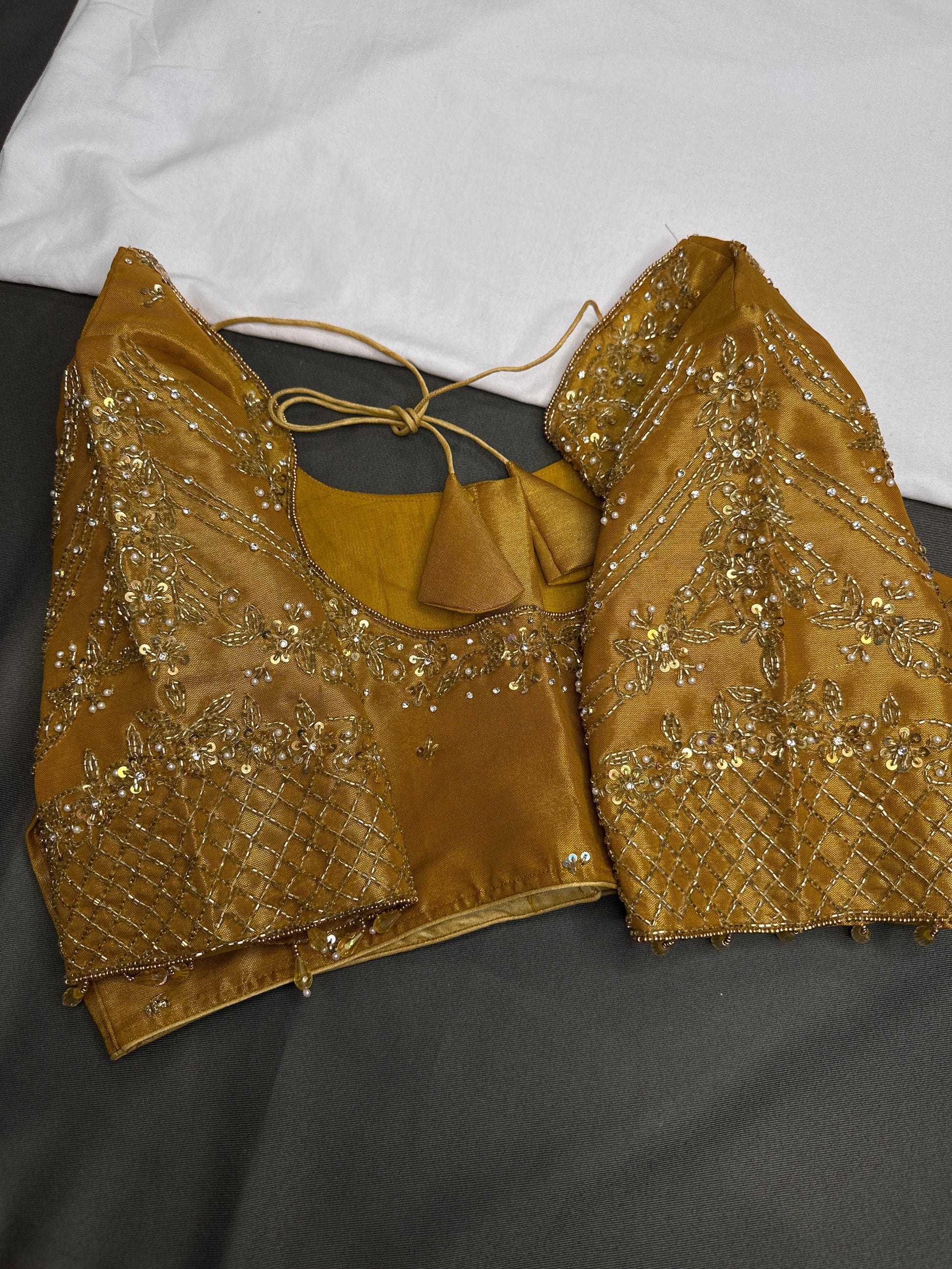 Gold Silk Maggam Aari Blouse - 