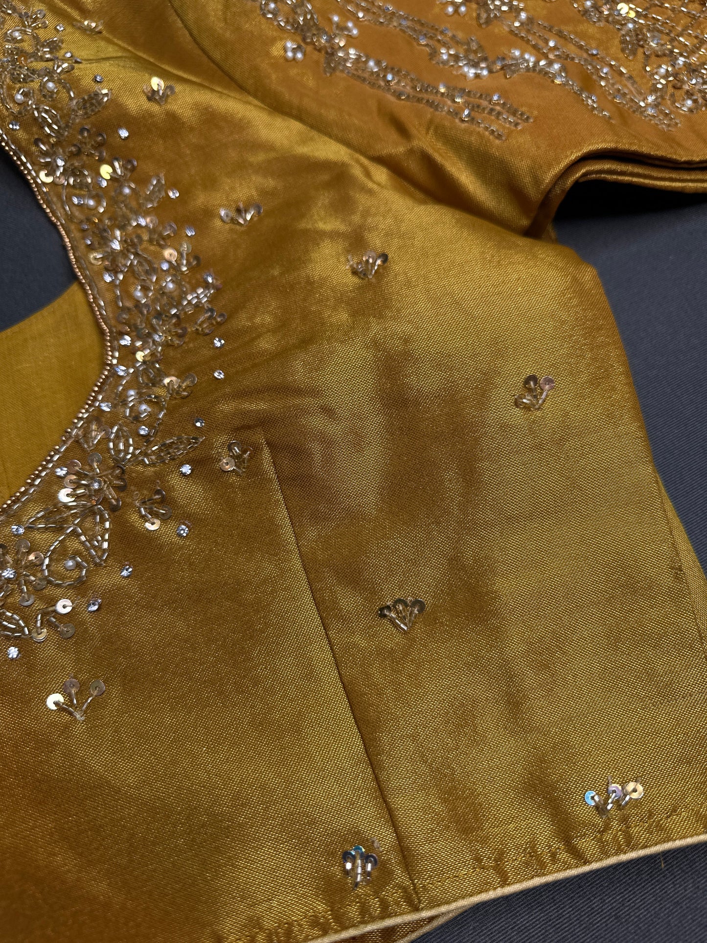 Gold Silk Maggam Aari Blouse - 