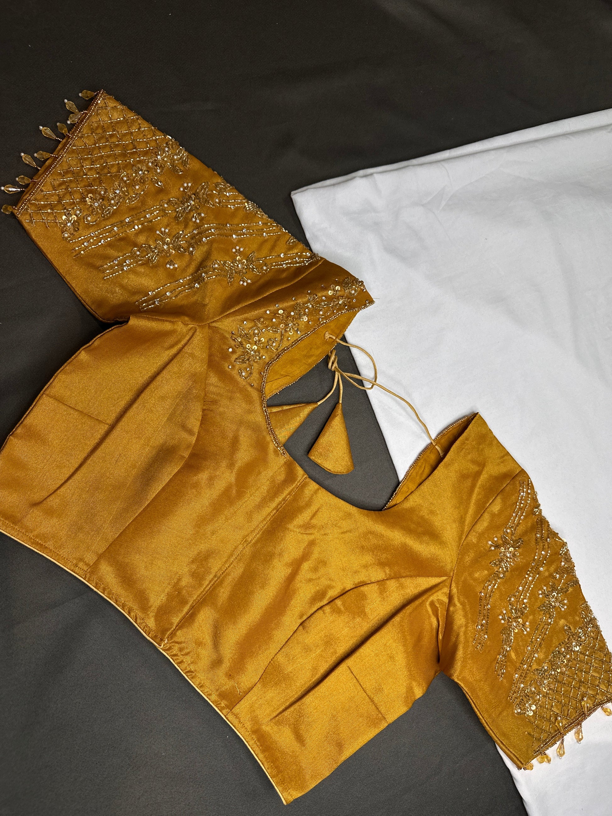 Gold Silk Maggam Aari Blouse - 