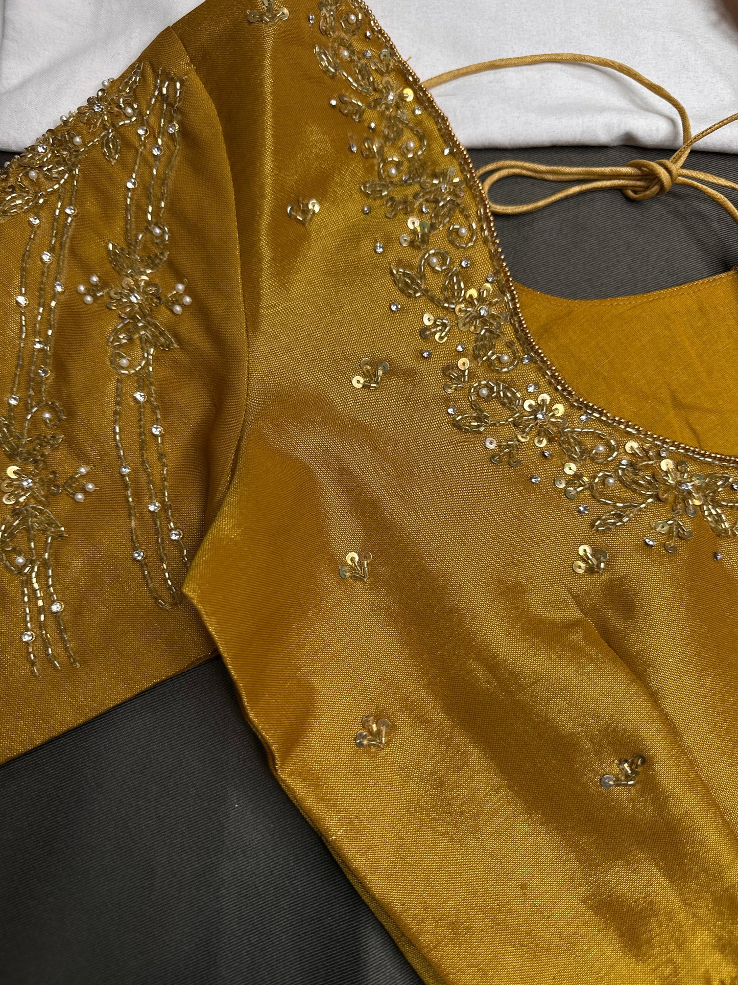 Gold Silk Maggam Aari Blouse - 