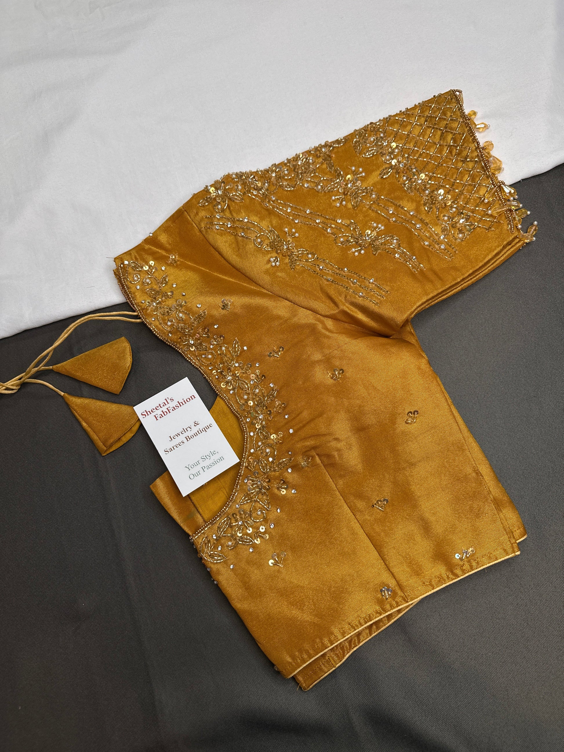 Gold Silk Maggam Aari Blouse - 