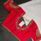 Red Kardana Net Silk Maggam Aari Blouse - 