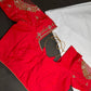 Red Kardana Net Silk Maggam Aari Blouse - 