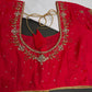 Red Kardana Net Silk Maggam Aari Blouse - 