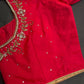 Red Kardana Net Silk Maggam Aari Blouse - 
