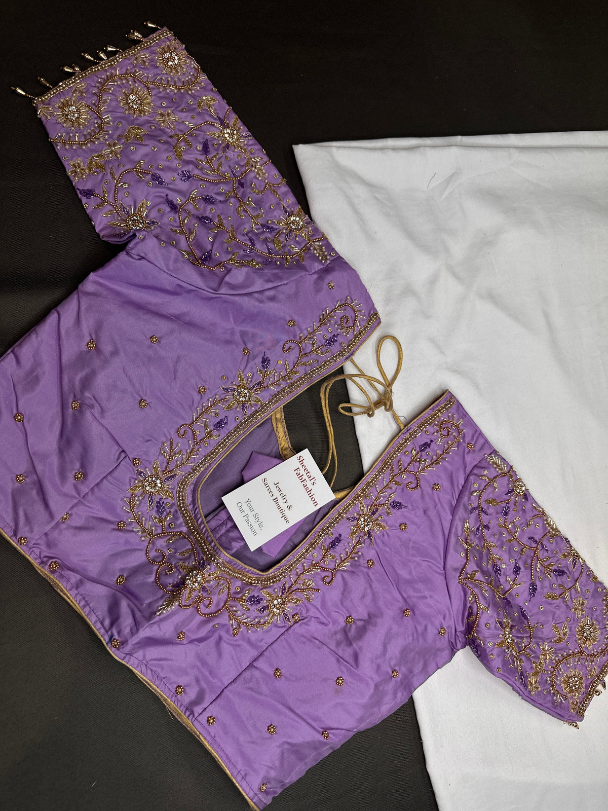 Lavender Purple Kardana Silk Maggam Aari Blouse - 