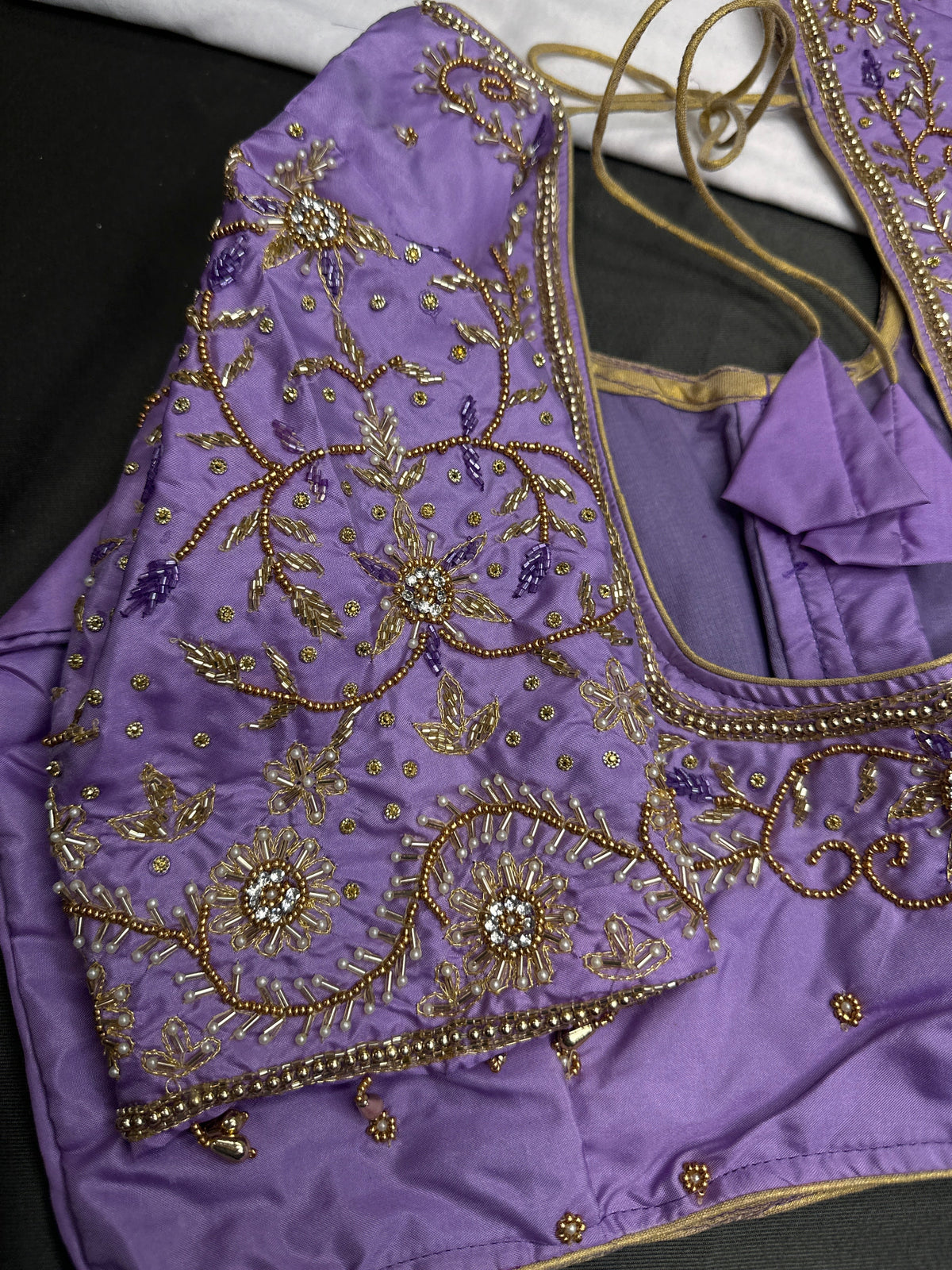 Lavender Purple Kardana Silk Maggam Aari Blouse - 