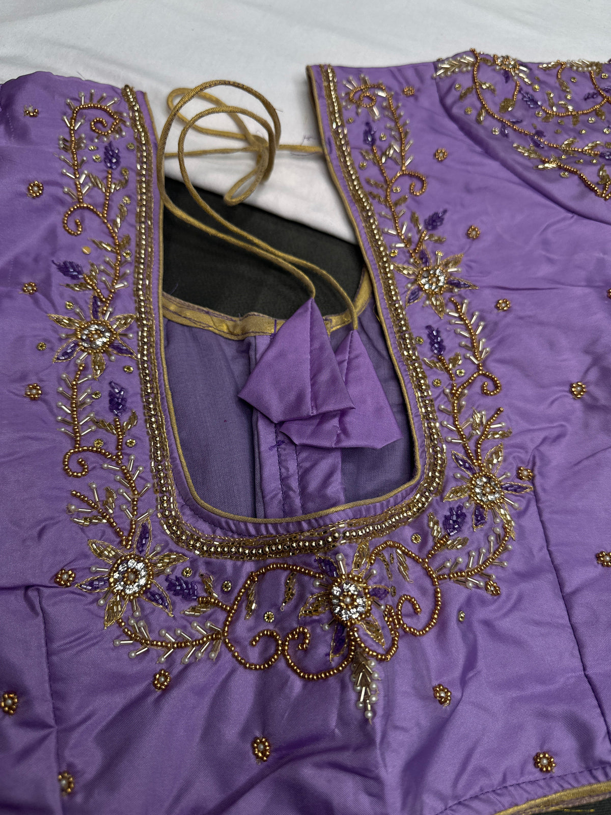 Lavender Purple Kardana Silk Maggam Aari Blouse - 