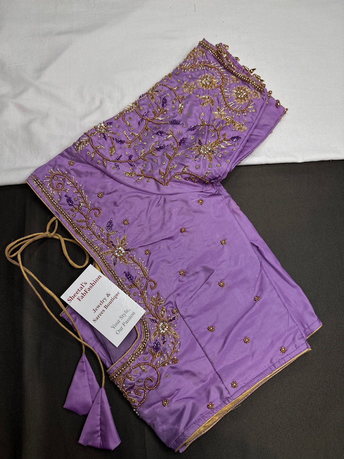 Lavender Purple Kardana Silk Maggam Aari Blouse - 