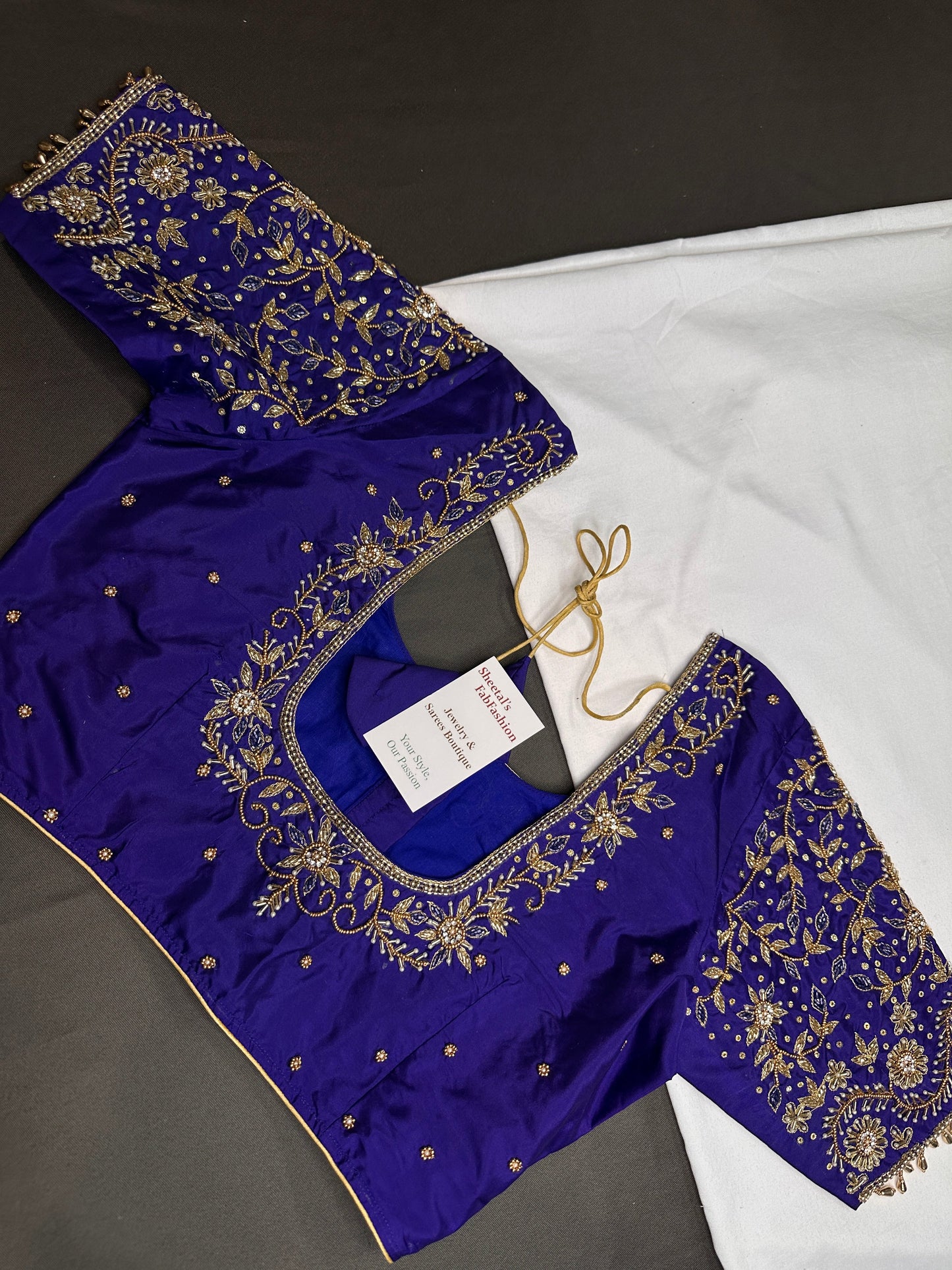 Blue Kardana Silk Maggam Aari Blouse - 