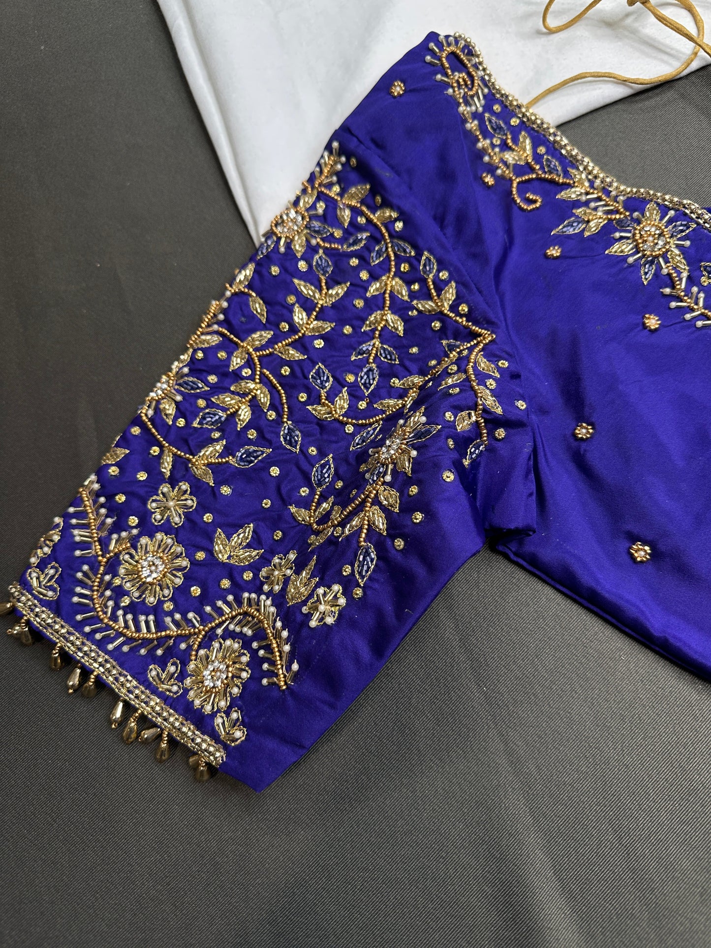 Blue Kardana Silk Maggam Aari Blouse - 