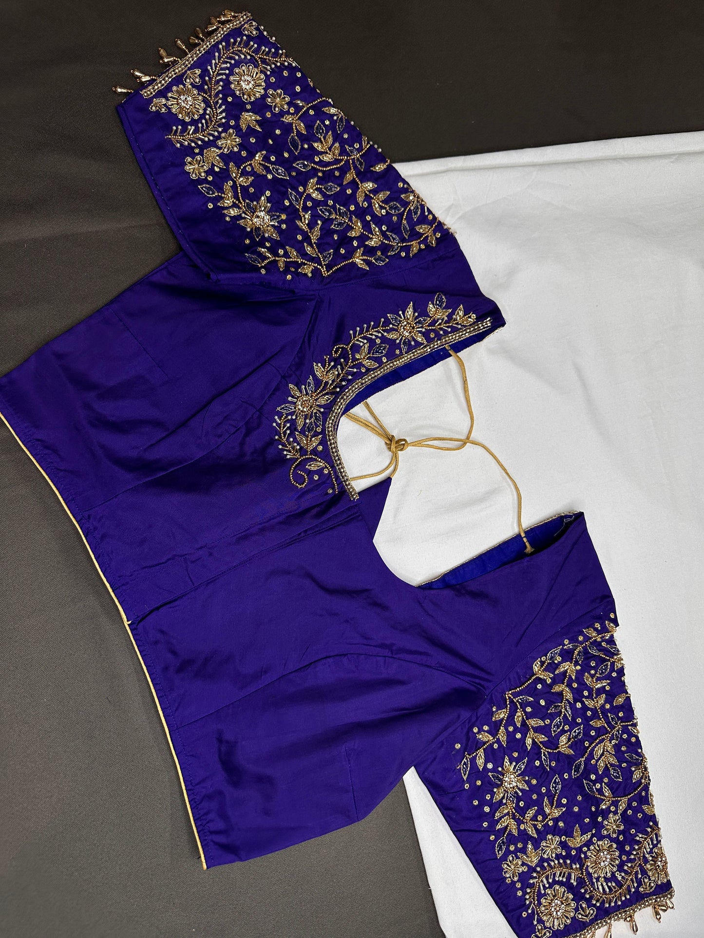 Blue Kardana Silk Maggam Aari Blouse - 