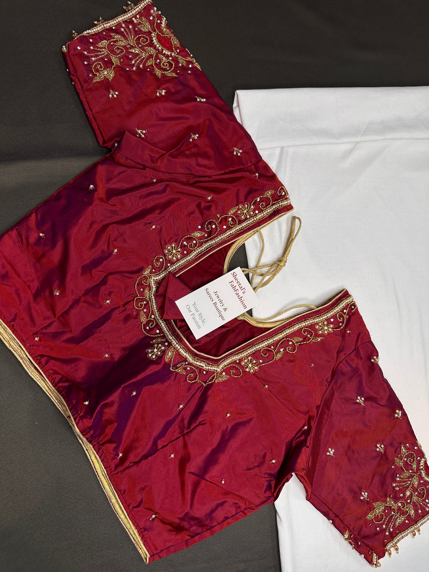 Red Silk Maggam Aari Blouse - 